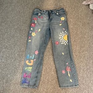 Wild Fable Dad Jean with Cute Flower and “Peace” details. Size 10